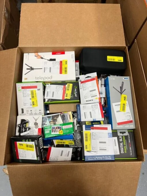 47 Camera Batteries, Tripods & GoPro Kits – €2,241.02 MSRP Returns Box